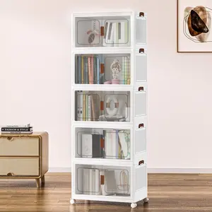 50cm-2/3/4/5 layers Folding Storage Bin Double Door Sundries Storage Box Large Capacity Storage Trunks  Waterproof & Dustproof For Home Bedroom Living Room Wardrobe Suitable for Clothes, Toys, Books, Snacks & Tissue Easy Assembly Storage Home Organizers