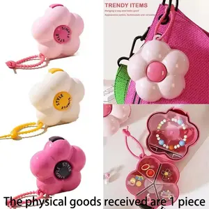 Creative Flower Design Jewelry Organizer Box, Durable Lightweight Organizer, Multi-Functional Portable Medicine Tablet Holder, Sealed Plastic Storage Solution