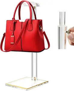 Acrylic Purse Display Stands, 14"-24" Adjustable Height Handbag Holder, Clear Purse Rack Stands for Closet Retail