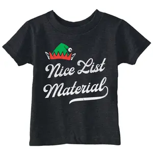 Toddler Funny T Shirts Nice List Material Sarcastic Christmas Graphic Novelty Tee For Young Kids Funny Toddler Shirts Christmas Apparel for Toddler Childrens Graphic Tees Black -