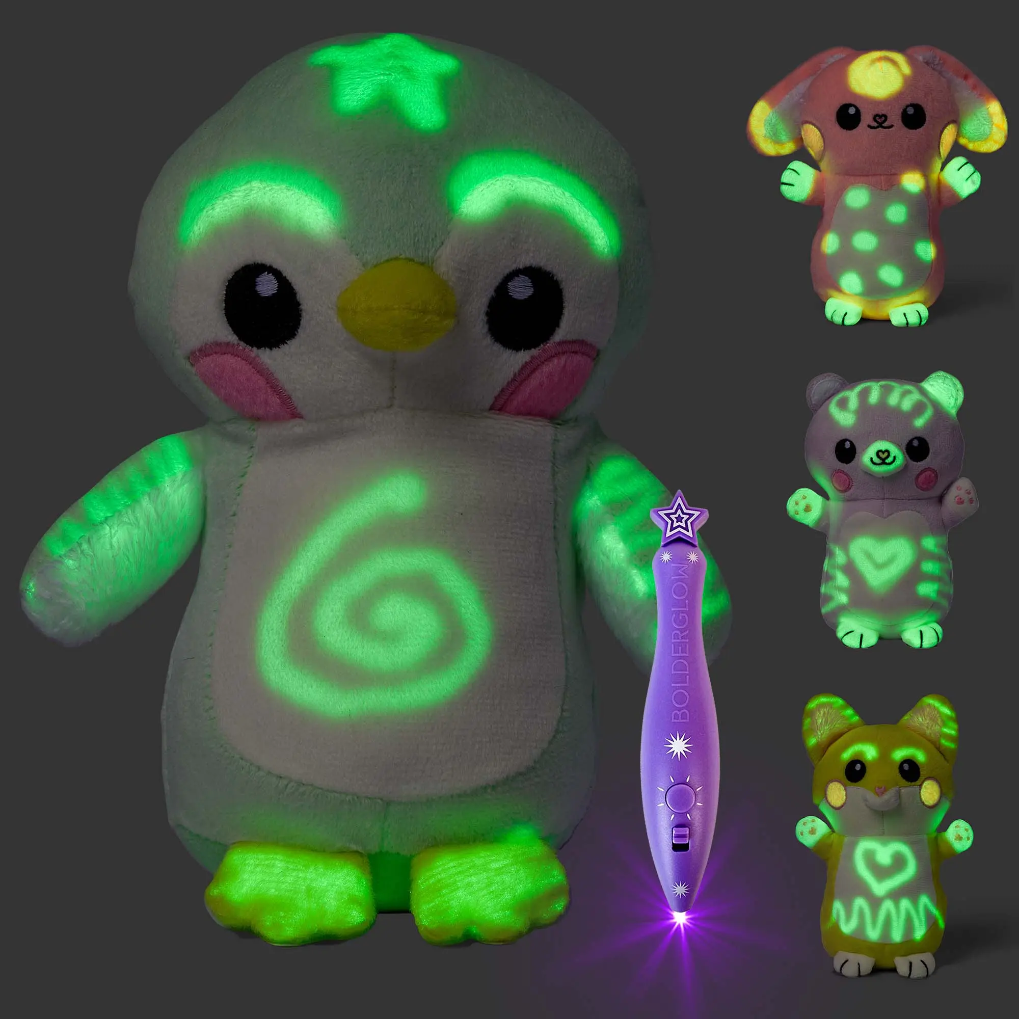 GlowBabies Small Magical Mini Plushes 100% Glow-in-the-Dark With Bolderglow Light Pen Included Mess-Free Fun for Kids Ages 3+