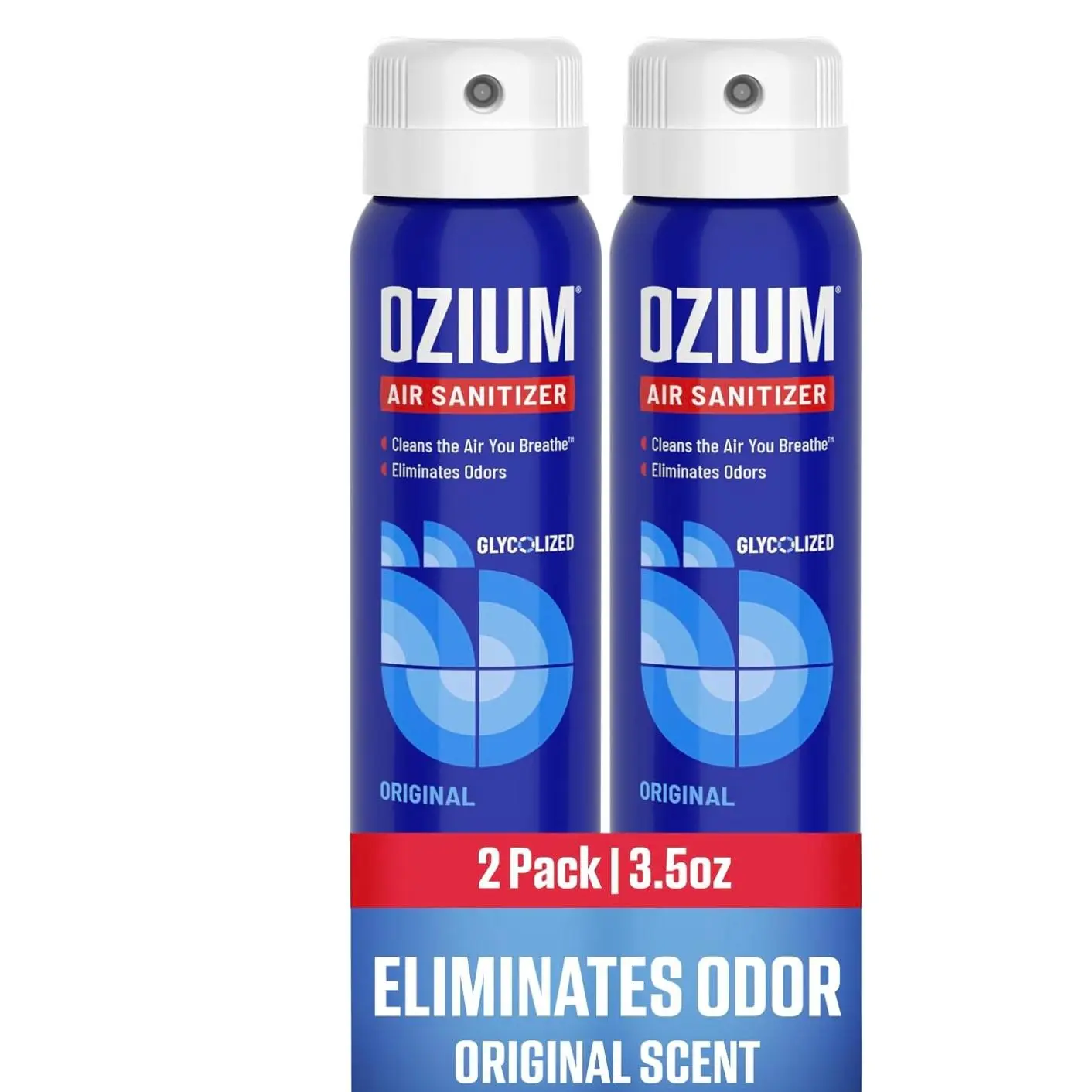 Ozium 3.5 Oz. Air Sanitizer and Odor Eliminator Spray | For Homes, Cars, Offices and More, Original Scent, 2 Pack, Clear