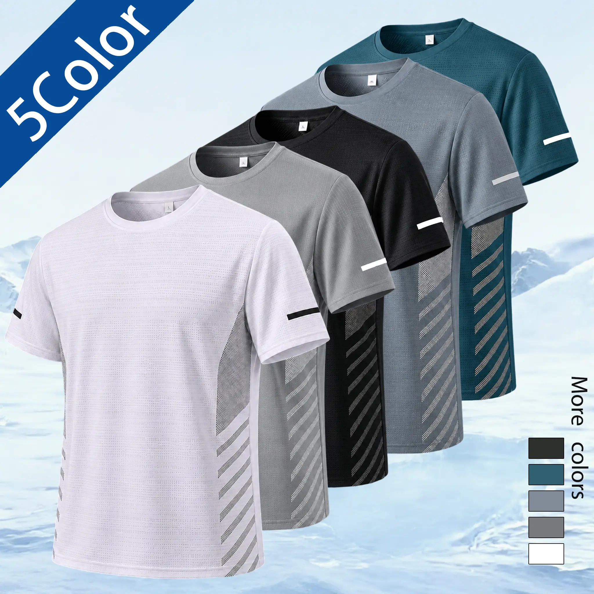 Men's T-shirts Quick Dry Breathable Athletic Workout Running Gym Short Sleeve Tee Printed Mesh Male Fashion Clothing Apparel cozy soft cool clean chic active sporty casual premium classic stylish durable trendy relaxed modern, Crew Neck Sportswear