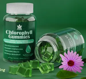 Chlorophyll Gummies 60 Count Super Green Vitamin Supplement with Wheat Grass Sea Moss Unfiltered Apple Cider Vinegar Elderberry Echinacea Zinc Complex Vitamin D3 C E B12 for Natural Deodorant Body Odor Detox Immune and Digestion Support