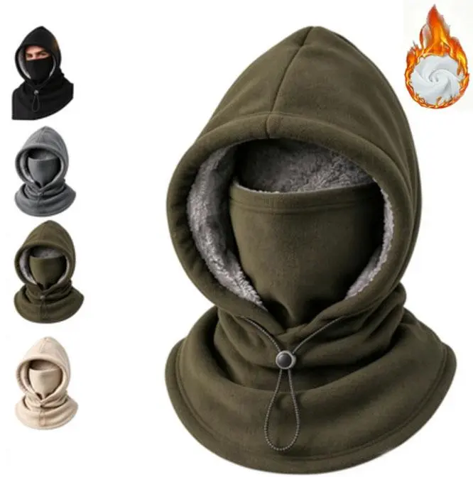 One-piece flannel warm mask hat, outdoor cycling windproof and cold autumn and winter style, warm hat with neck mask