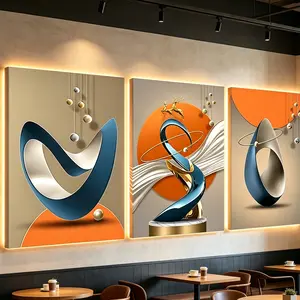 3-Piece Modern Abstract Geometric Canvas Wall Art, Framed HD Waterproof Prints for Living Room Hallway, Contemporary Home Decor