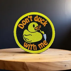 Don't Duck With Me Patch - Funny Rubber Duck Morale Patch - Embroidered Iron-On/Sew-On - Humorous Gift - 3.31x3.31 & 3.69x3.69 Inches Accessory Determination