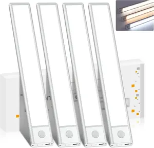 Under Cabinet Lighting 4 Pack Closet Light with Motion Sensor Indoor Dimming USB Rechargeable LED Stick on Lights for Bedroom Kitchen Stair 16inch 3 Color Temperatures Easy Install