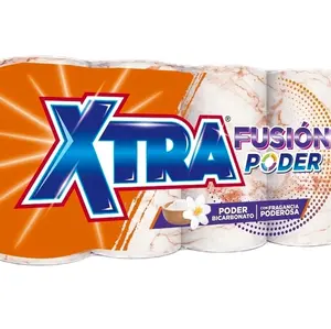 Xtra Power Fusion Naranja/Blanco 400g Each Pack of 4 Laundry Detergent Bars with Powerful Bicarbonate Fragrance