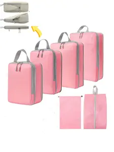 Expandable Compressible Cube Travel Storage Set, Travel Packing Cubes, Compression Travel Cubes, Travel Accessories, Packing Organizers, Durable Polyester Material, Ideal for Toiletries & Clothes, Perfect for Travel & Home Use, Travel Organizer Bag