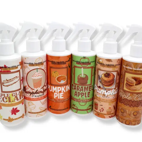 Incredible Inedible Sweets Premium Fabric Freshener - Luxurious Spray, Richly Scented Scented Mist for Bedding, Clothes, 8 fl oz Fall Collection Halloween Home Fragrance, Fruit-Dessert Aroma, 0 – 500 Ml Fabrics Freshening Container