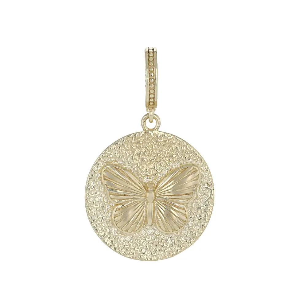 JTV 18k Yellow Gold Over Sterling Silver Butterfly Enhancer Pendant