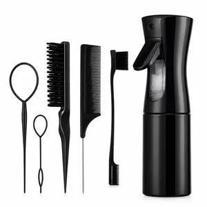 6PCS Hair Styling Accessories Set for Smooth Hairstyles，Fine Mist Hair Spray Bottle & Styling Comb Bundle，Professional Edge Control & Hair Parting Tool Set