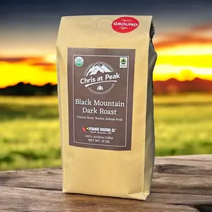 Chris at Peak Black Mountain Dark Roast Coffee 12 oz - Organic Coffee with Bold Flavor Natural