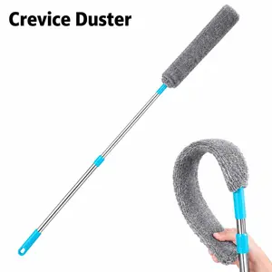 Retractable Crevice Microfiber Duster Tool - Soft Bristles, Adjustable Fold, Long Length, Ergonomic Design, Abs Material - Multi-Purpose Dusting Brush & Dryer Vent Cleaner for High Ceiling, Kitchen Cleaning