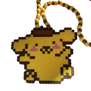 Pompompurin Rave Kandi Perler Necklace - PLUR Festival Wear Accessory with Colorful Beads and Character Design