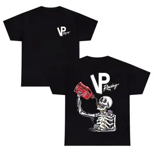 VP Racing Unisex T-shirt / Sweatshirt / Hoodie – Black Skeleton Graphic Tee with Bold VP Logo & Fuel Jug Artwork, Motorsports Streetwearoversized gym shirts