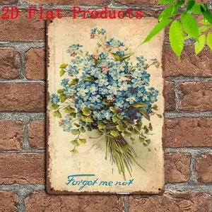 Vintage Floral Metal Tin Sign Rectangle Design - Romantic Wall Decor for Home & Cafe
