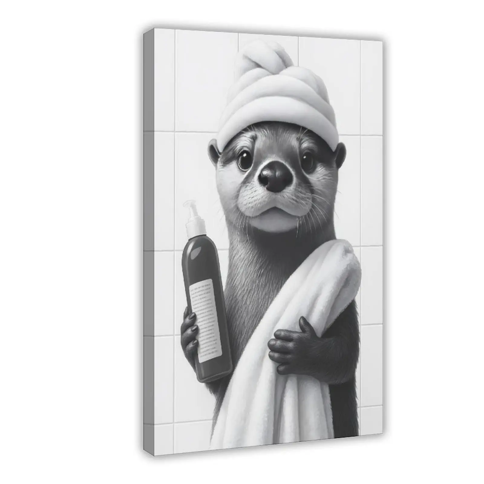 Otter Bathroom   , Funny Otter Animal   for Bathroom Decor, Cute Black White Toilet   unique photo car accessory restaurant Modern  Decor anime  green minimalist  unframed  decor woman canvas   kitchen sign poster high quality print golf wall art