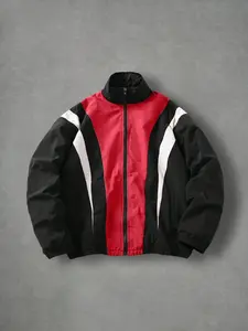 Men's Colorblock Lightweight Long Sleeve Windproof Jacket, Ideal Gift for Friends/husband/BF, Casual Loose-Fit All-Season Outerwear