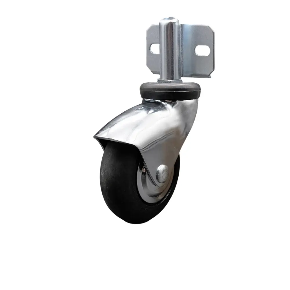 212 MAIN Heavy Duty Furniture Moving Wheel, Service Caster SCC-GR03S310-NPRB-BC-71678-CB180, 3 in. Swivel Caster with Bright Chrome Hooded Neoprene Rubber Wheel & Side Mount Bracket