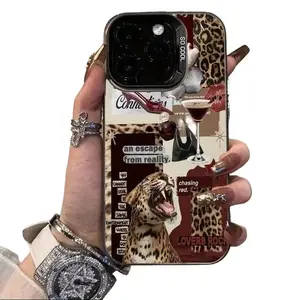 Luxury Leopard Collage Shockproof Matte Phone Case for iPhone 13 13 Pro 13 Pro Max 14 14 Plus 14 Pro Max 15 15 Plus 15 Pro Max 16 16 Plus 16 Pro Max 17 Series – Slim Hard Back Protective Cover