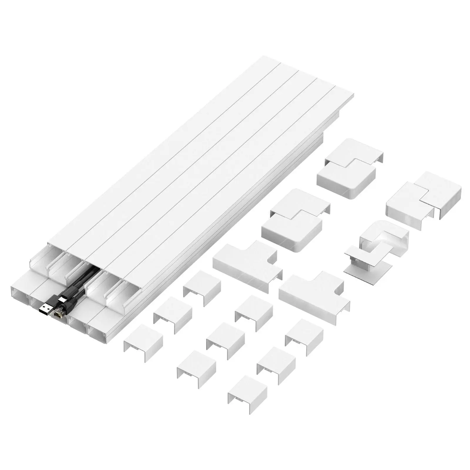 Mount-It! On-Wall TV Cable Hider Kit, 157" Cable Raceway Length, White Paintable Cord Covers for Wall Mounted TV Wire Management
