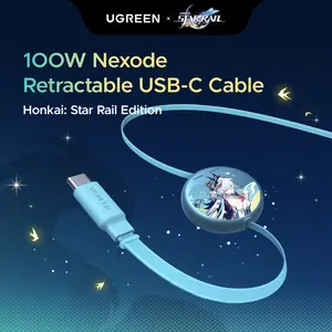 UGREEN × Honkai: Star Rail Series 100W Retractable USB C Cable, Type C Cord USB C Charger Cable for iPhone 17/16/15/14, MacBook Pro/Air, Galaxy S25/S24/S23, iPad Pro/Air, Pixel 9/8, Switch, AirPods, Black, 3.3FT,TikTokShopBlackFriday