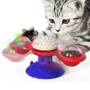 Windmill spinning cat toy turntable for amusing cats, scratching and grooming tool, cat brush,summervibes Automatic Rolling Ball