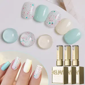 XEIJAYI Photo Frame Bottle Gel — Mint Series Creamy Nail Gel, Spring/Summer Trending Colors, Glitter Cream Color Set, Fashionable LED Nail Gel, High Saturation Glossy Finish, Long-Lasting, for DIY Nail Design and Salon Nail Art