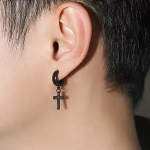 New Personalized Cross Stainless Steel Ear Buckles, Trendy Hip-hop Earrings, Fashionable Geometric Metal Ear Buckles For Men And Women
