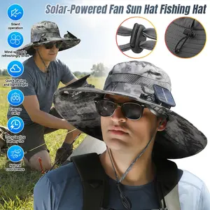 【FathersDayGift】 Solar Fan Hat Outdoor, Rechargeable Fishing Sun Hat with Cooling Fan, Wide Brim, UPF50+ Sun Protection SummerVibes