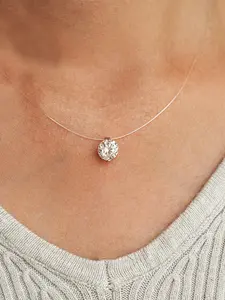 Transparent Fish Line Pendant Necklace for Women, Invisible Chain Jewelry Gift, Mermaid Tear Choker, Dainty Necklace, Daily Wear and Gift Suitable