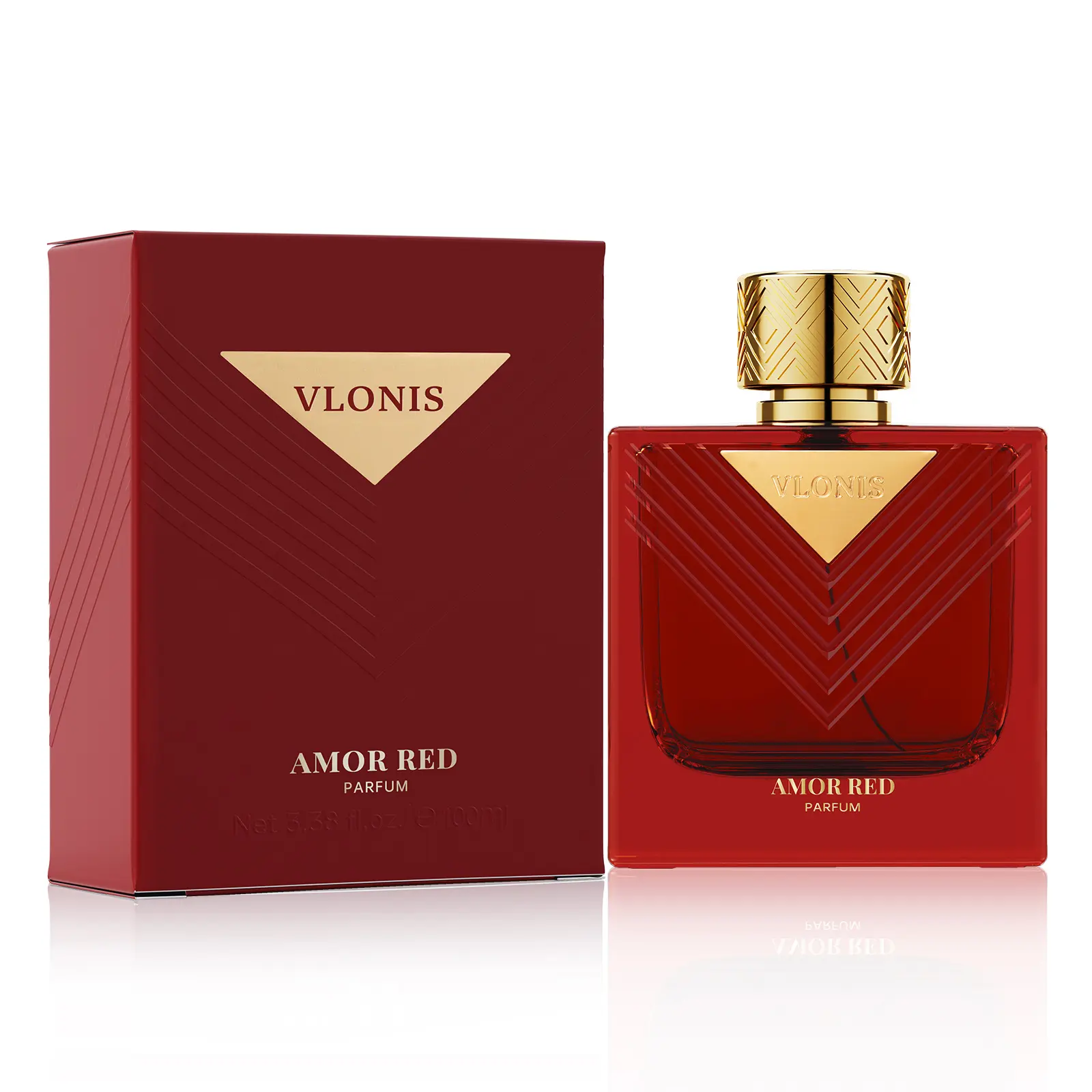 VLONIS Amor Red Eau de Parfum for Men, Bold Passionate Fragrance, Intense Long-Lasting Warm Spicy Scent with Fiery Citrus, Black Pepper & Cedarwood, 3.4 fl oz (100ml), Fragrance Parfum, Spicy Perfumes