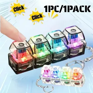 Glowing Keyboard Fidget Keychain, 4-In-1 Decompression Button, Stress Relief Fidget Gift, Stress Relief Clicker