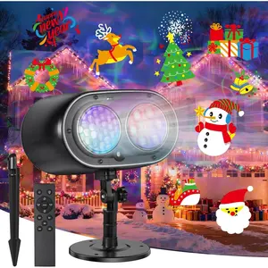 2025 Upgrade No Slides Christmas Projector Lights Outdoor, Holiday Projector Lights with 12 Dynamic Patterns & 7 LED Colors, Remote, Timer, IP65  for Xmas Party Garden Yard Decor (Black)