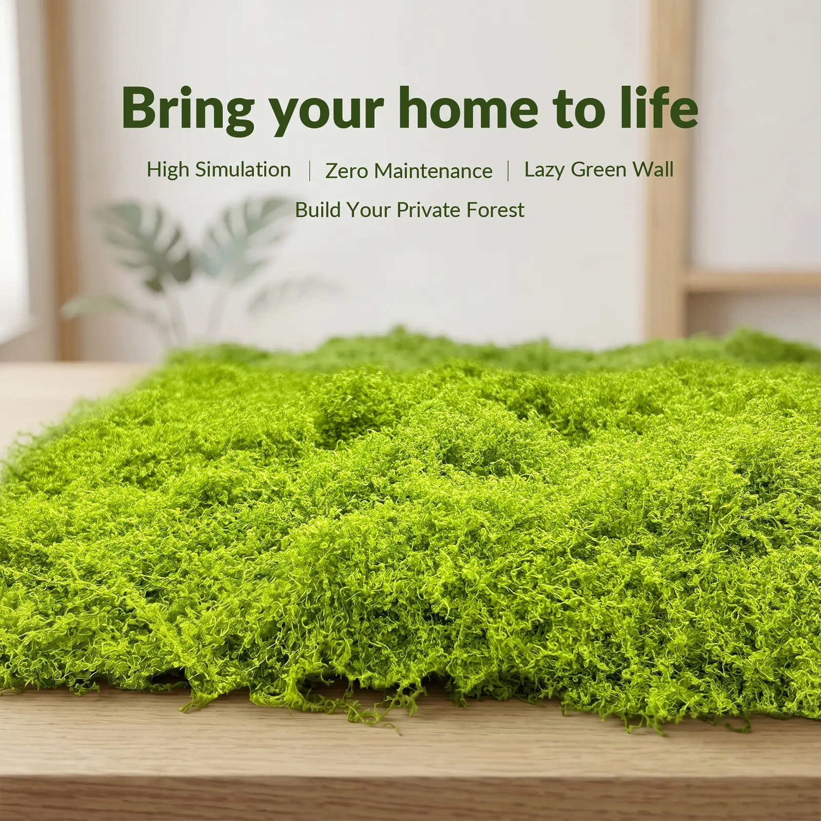 Decorative Square Synthetic Moss-Covered Artificial Plant Mat (39.37in x 39.37in) - Sustainable Nylon Fabric, Realistic Look, Botanical Aesthetic, for Wall/Desk/Garden, Indoor Outdoor Wall or Desktop Use, Plant Decor