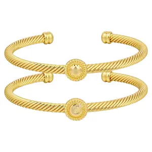 Mytys Sun & Moon Touch Bracelet Set Adjustable Opening Women Jewelry Gift Symbol of Romance Balance and Infinite Connection