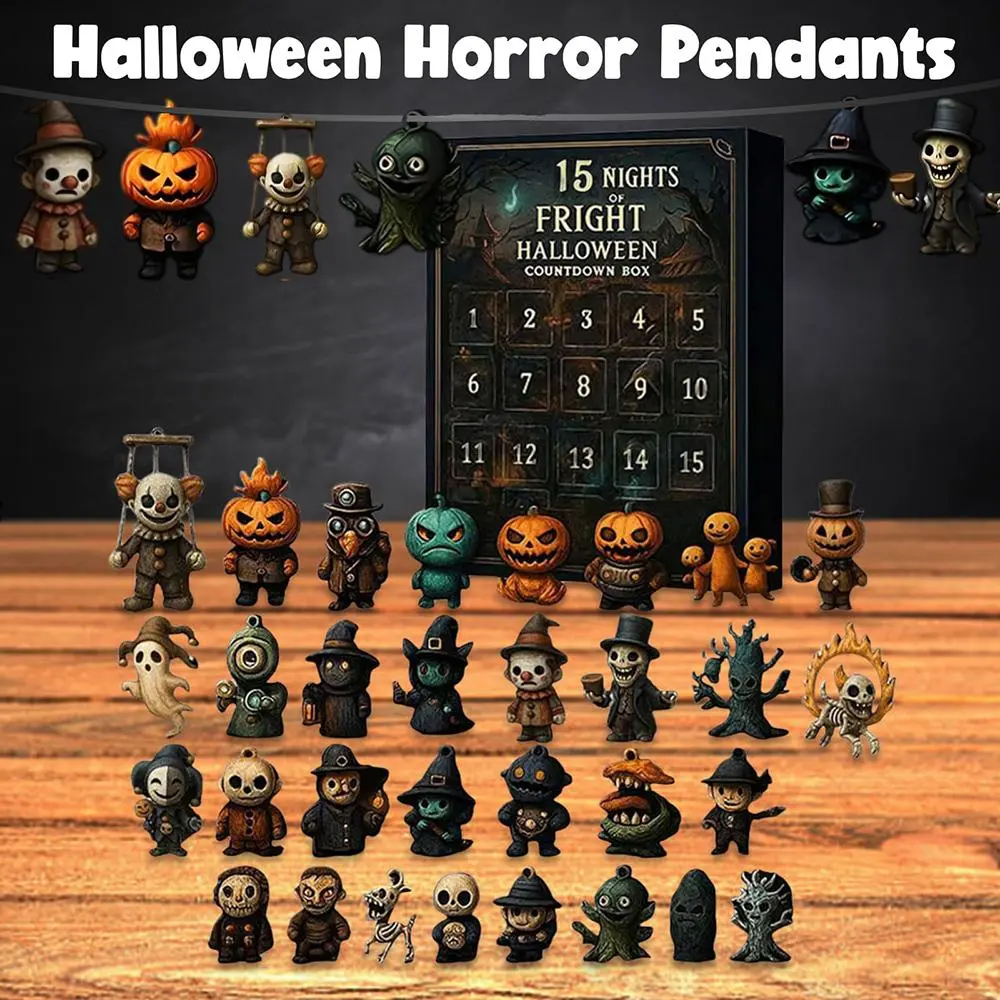 31 Nights of Fright Halloween Countdown Box with Figurines - Halloween Advent Calendar 2026 Scary Mini Dolls Gift Boxs, Halloween Horror Figures Ornaments Decorations
