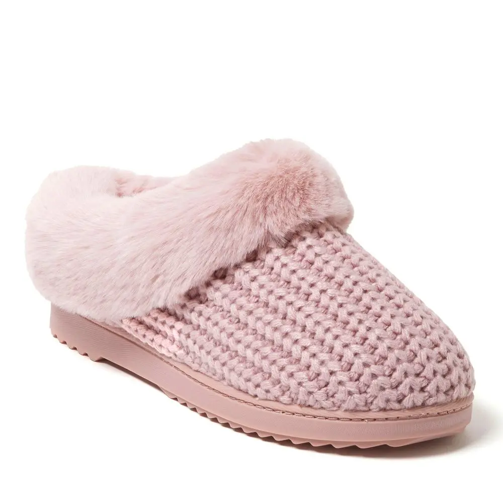 Dearfoams Women's Hannah Knit Clog Footwear House Slipper - Pale Mauve, Size M