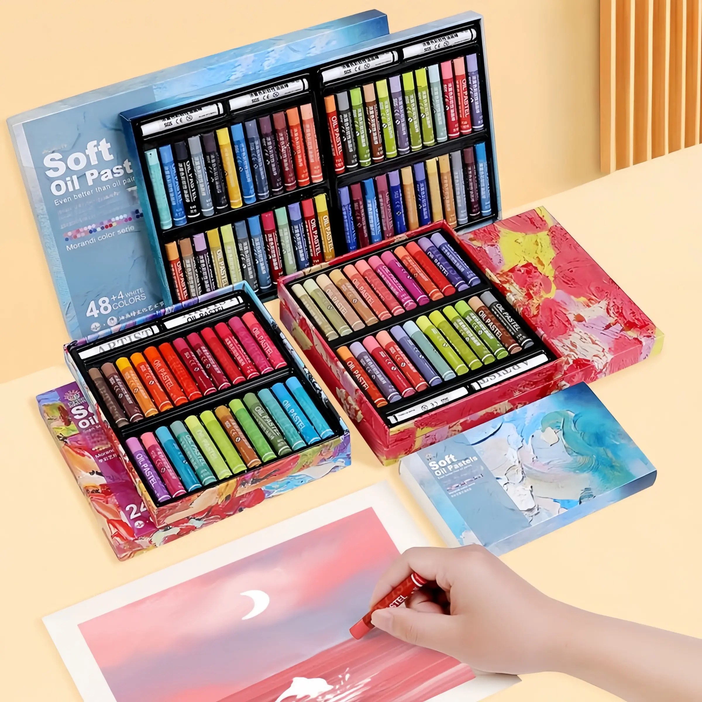 24/36/48 Color Artist Soft Oil Pastel Set, Pastels for Artists, High-Quality Smooth Wax Pencils, Classic Colors, Safe Non-Toxic, Ideal for Artists and Students, Art Supplies