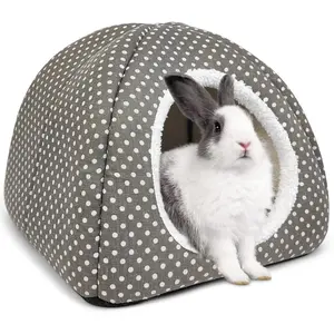 Washable Fleece Rabbit Hideout Bed House for Bunnies and Guinea Pig Indoor Small Animal Hut Spacious Cozy Design with Removable Pee Pad and Non-Slip Bottom