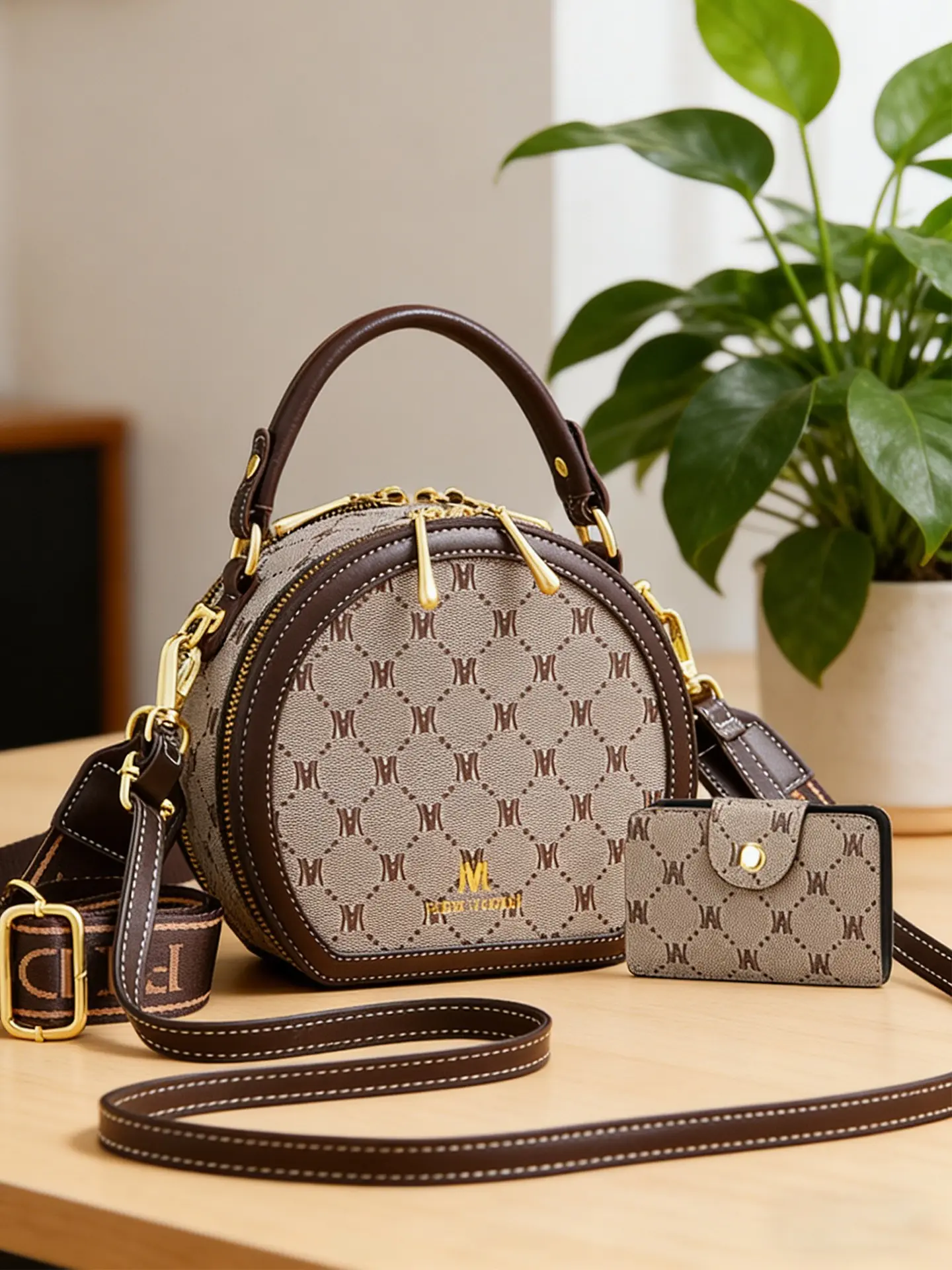 Women's one-shoulder crossbody small round bag, printed bag, Handbag Sling Bag, women's bag, small handbag for shopping and commuting, round bag, birthday gift for wife, Mother's Day gift for mom, gift for girlfriend, an ideal gi