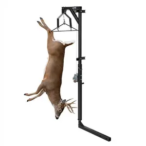 500 LBS Hitch-Mount Deer Hoist with Winch & Gambrel, 360° Swivel Adjustable Height Heavy-Duty Game Hoist for Skinning, Butchering, Field Dressing