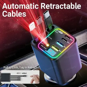 Ultimate Power Station for Phone, Pad & Laptop,Car Charger: Starry LED,1-Click Galaxy Projector,Tangle-Free Retractable Cables & Super Fast Charge,PD20W,USB-A 65W,All 120W Max,Power Hub,