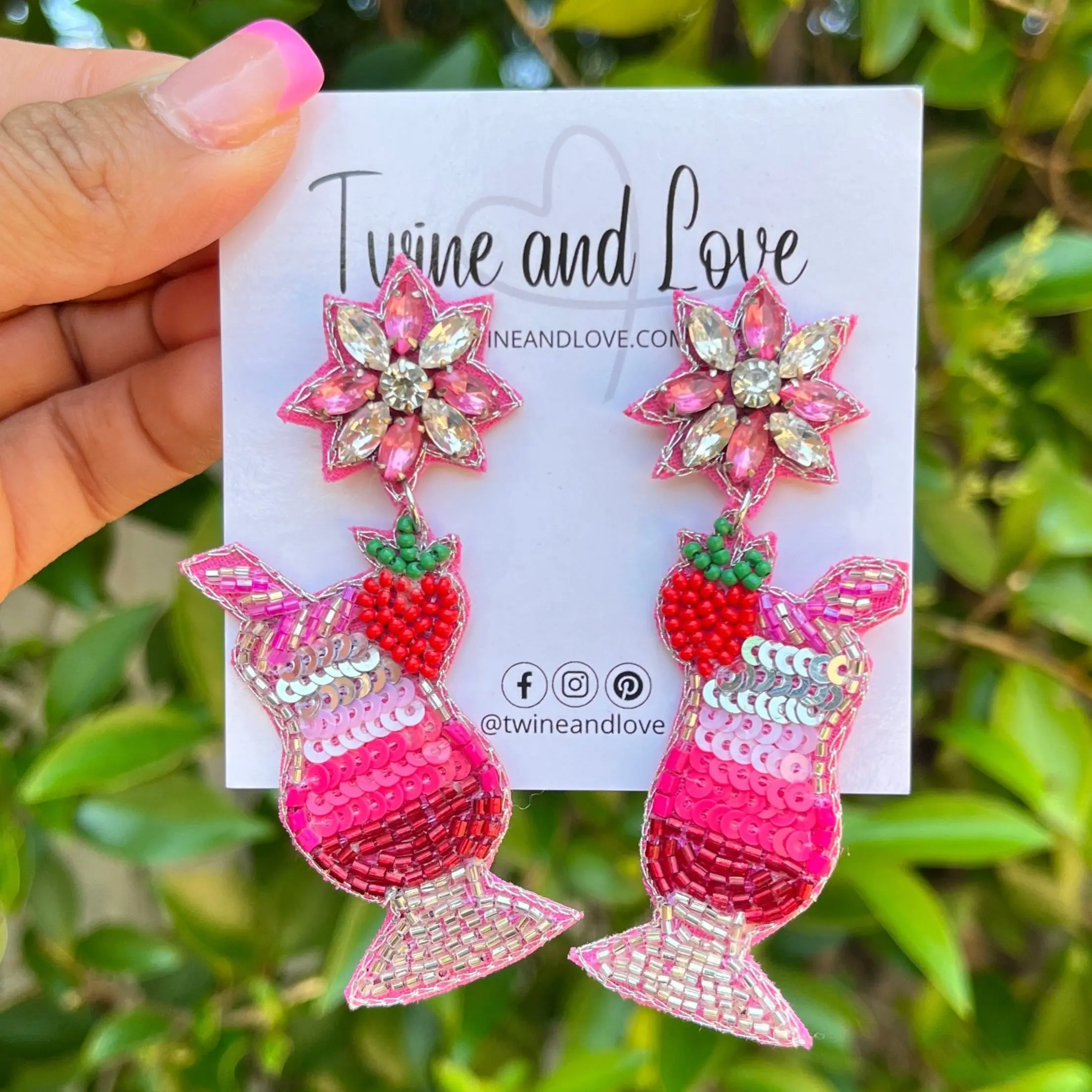 Strawberry Daiquiri Beaded Earrings
