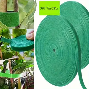 2-Pack 393.7in Garden Hanging Tape Plant Strapping Tool, Self-Adhesive, Reusable, Adjustable Fit, Non-Electric, Zippered Hold, Easy to Attach, Supports Plant Growth and Safety