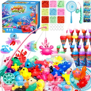 Magic Water Elf DIY Craft Kit with Fishing Game, Aqua Fairy Gel Set & Animal Shape Molds, Handmade Water Toy for Kids, Educational STEM Arts Supplies, Perfect Birthday Gift for Boys Girls Parent-Child Interactive Indoor Play