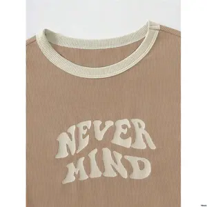 FlirlaLadies SimpleLetterPrintedShortSleeveBodysuit