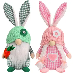 Easter Bunny  Plush Figurines - 2 Pack, 8" Spring Bunny Decor with Carrot and Heart, Spring Easter Decoration,  Tabletop Decor, Spring  Easter Bunny for Gifts